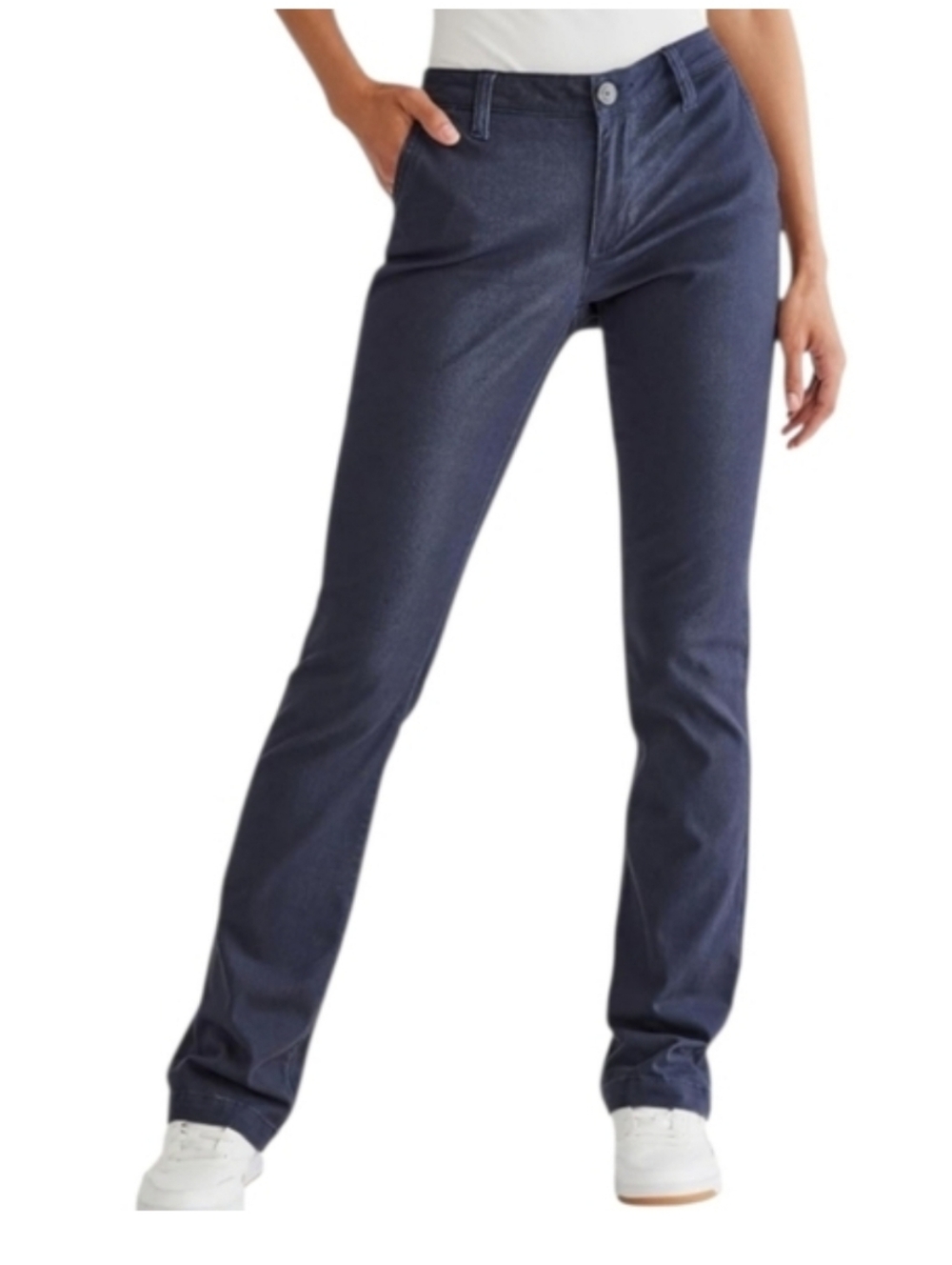 Women's Aeropostale Classic Navy Blue Stretch Khaki Bootcut Pants Size 4 *SHORT*